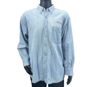 Vintage Alaska Rugged Wear Mens XL Button Down Chambray Denim Long Sleeve Shirt